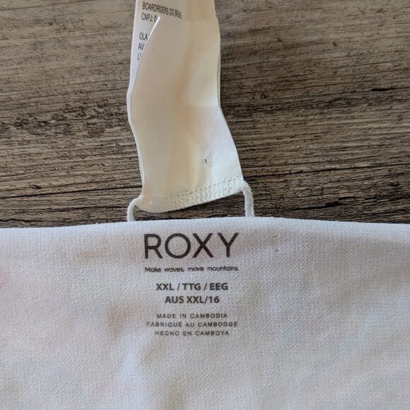 Roxy - Bikini Bottom Mid Rise Hipster Tropical Leaf White, Pink, Orange, Green - Picture 7 of 12